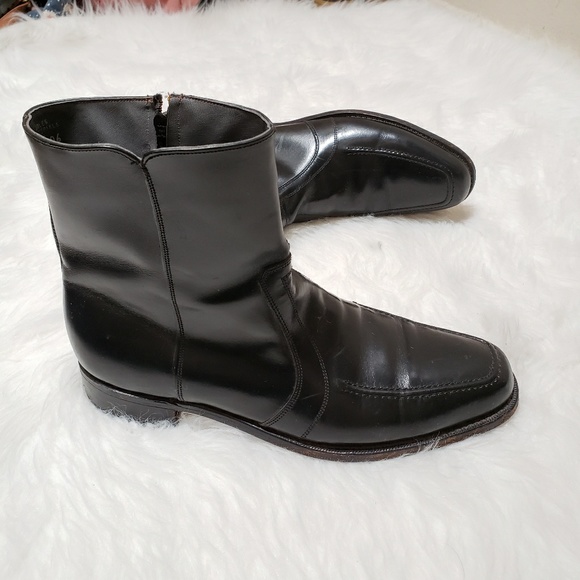 STAFFORD Men's Black Leather Dress Zipper Size 10 - Picture 2 of 8